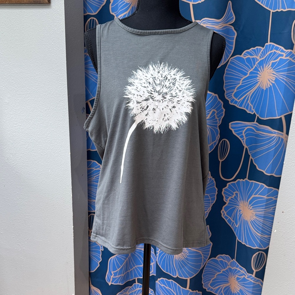 Women's Gray Dandelion Graphic Tank Top